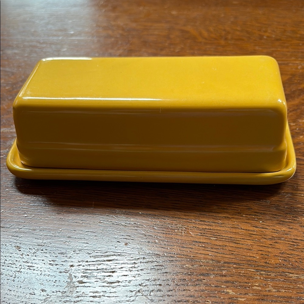 Emile Henry Yellow Ceramic Butter Dish